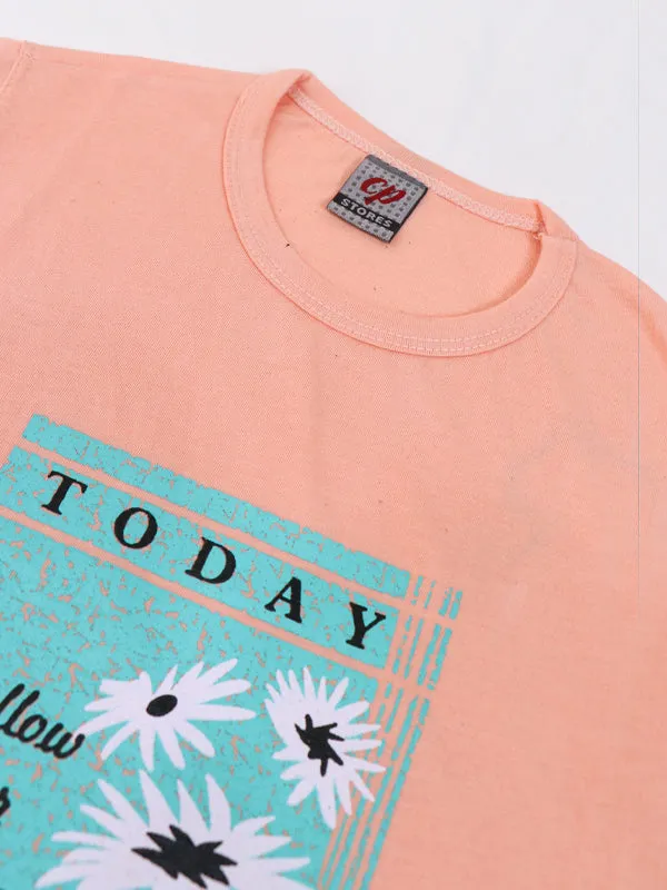 1 Yrs - 4 Yrs Soul Light Peach T-Shirt For Girls MZ GTS13