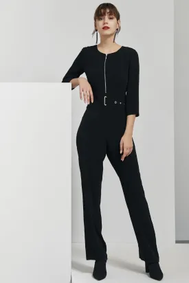 16197 Black Front Zip Jumpsuit