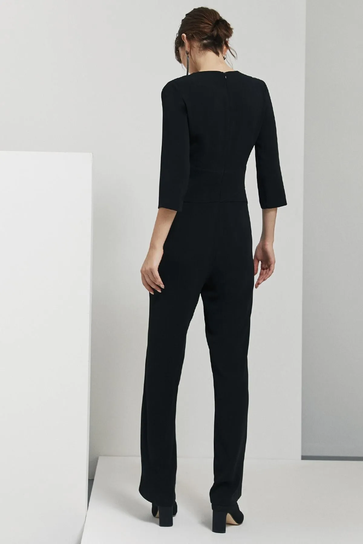 16197 Black Front Zip Jumpsuit