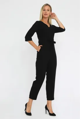 16210 Black Tie Waist Jumpsuit