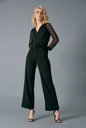 16260 Black Transparent Sleeve Jumpsuit