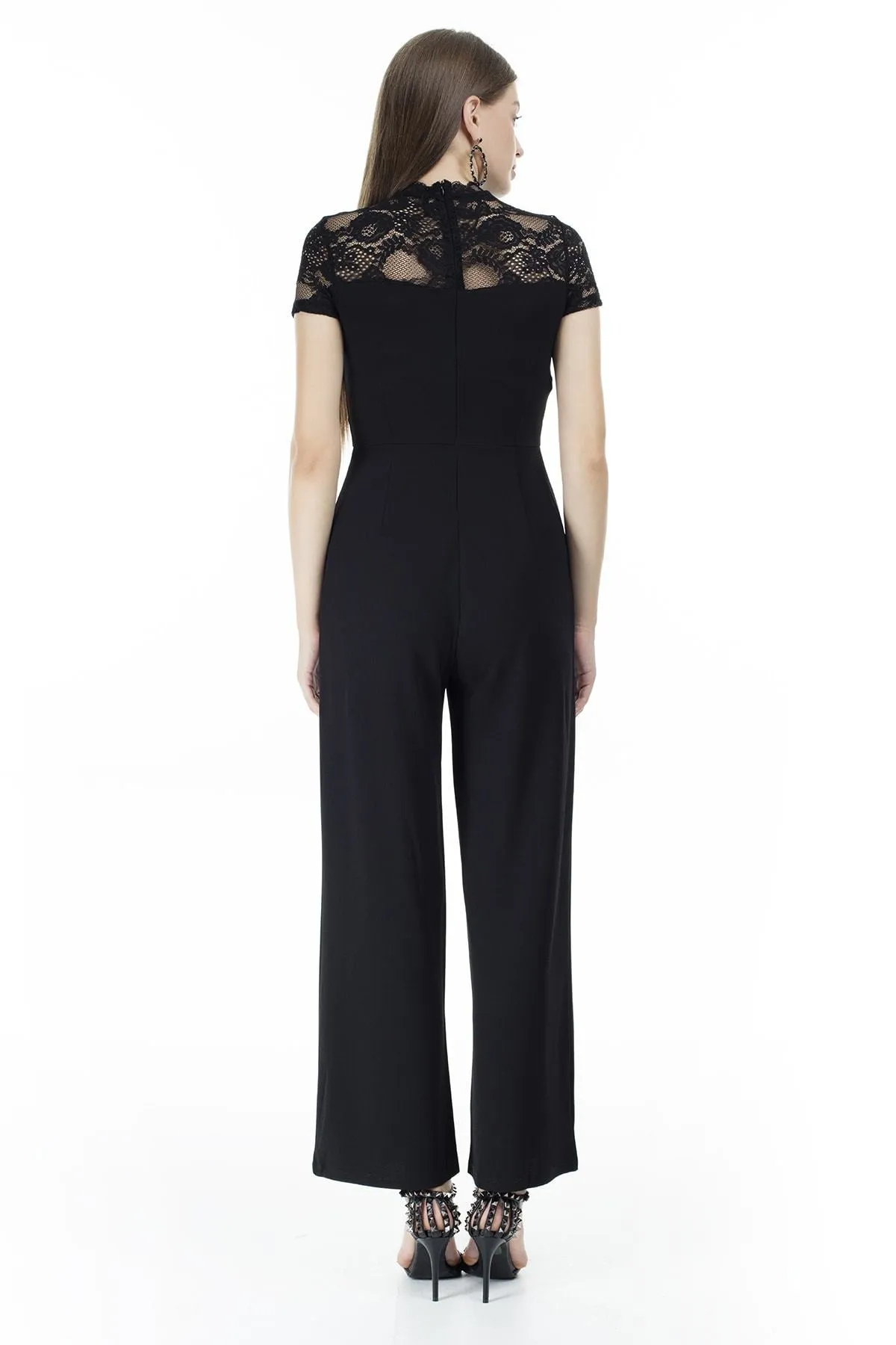 16268 Black Lace Top Jumpsuit
