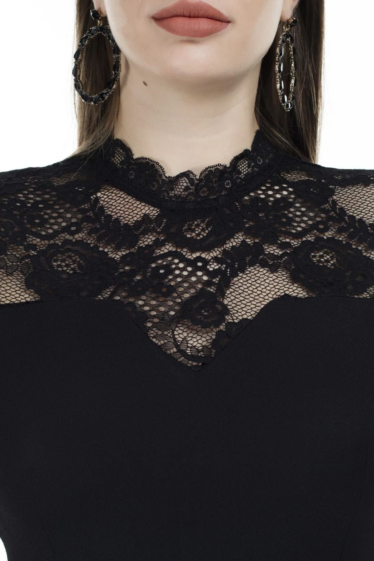 16268 Black Lace Top Jumpsuit