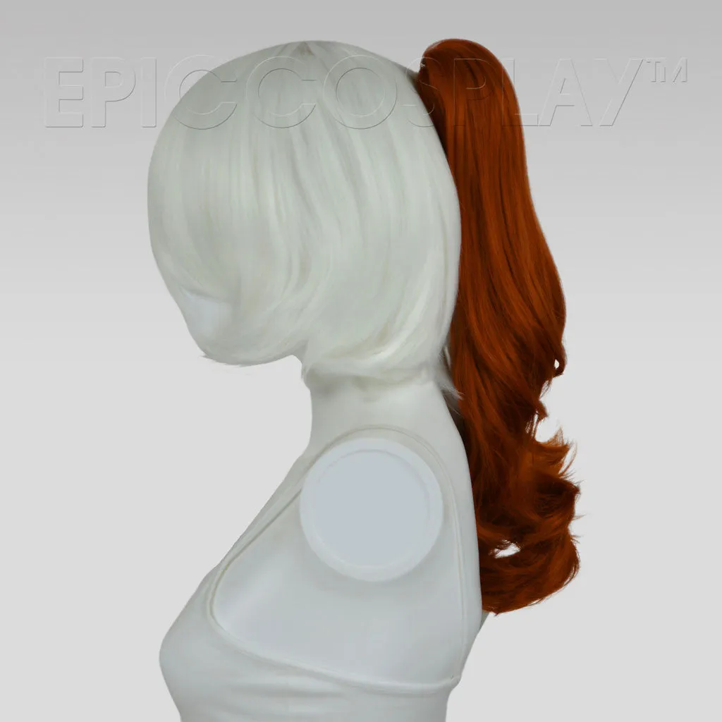 20" Copper Red Wavy Curly Ponytail Clipon