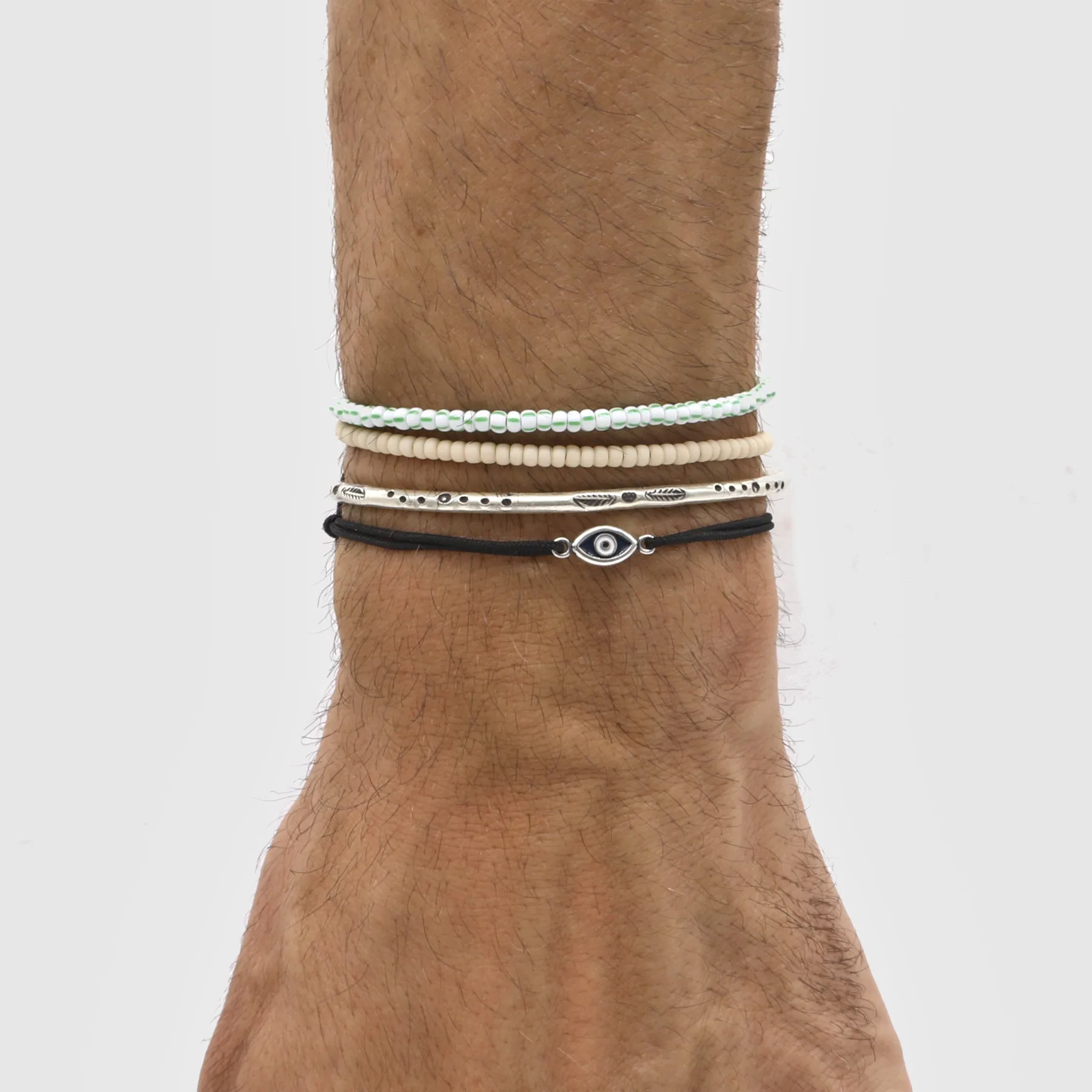 2mm Glass Beads Adjustable Bracelet (Cream)