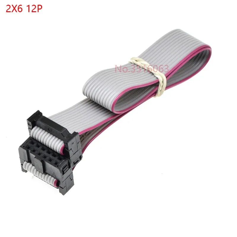 2Pcs 2.54Mm Pitch Fc-6/8/10/14/16/20/40/50 Pin 30Cm Jtag Isp Download Cable Gray Flat Ribbon Data Ca