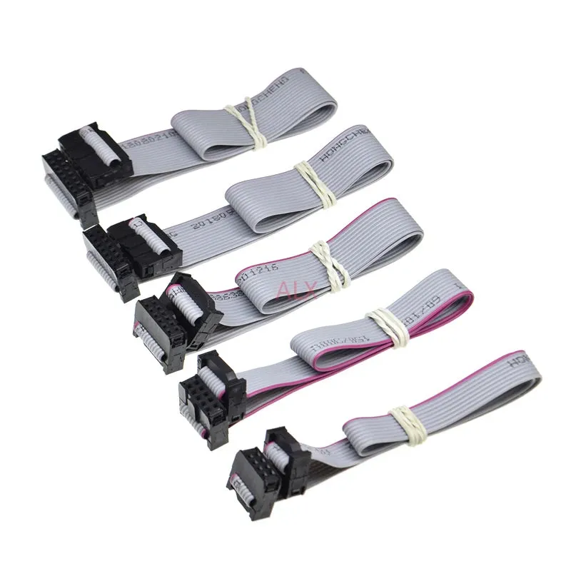 2Pcs 2.54Mm Pitch Fc-6/8/10/14/16/20/40/50 Pin 30Cm Jtag Isp Download Cable Gray Flat Ribbon Data Ca