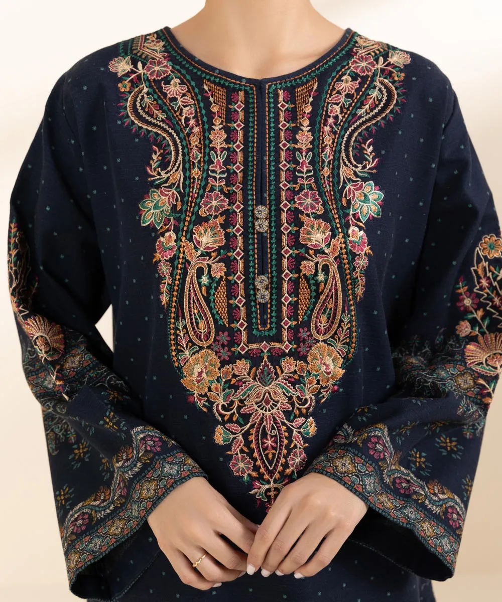 3 Piece - Embroidered Khaddar Suit