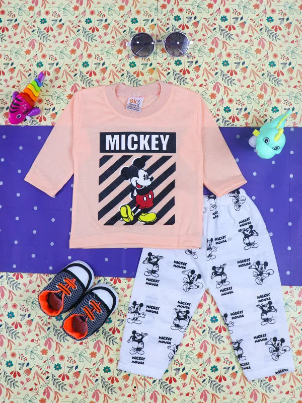 3Mth - 9Mth Mickey Light Peach Baba Suit For Newborns HG NBS93