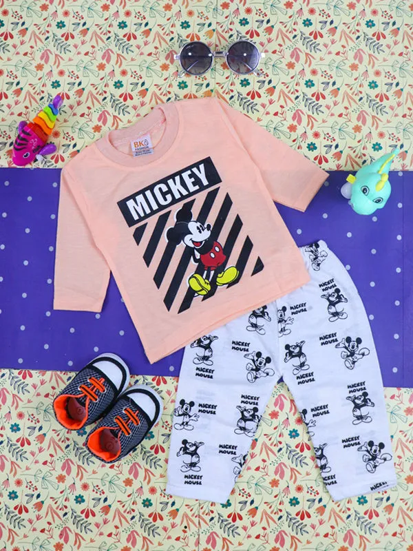 3Mth - 9Mth Mickey Light Peach Baba Suit For Newborns HG NBS93