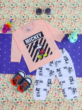 3Mth - 9Mth Mickey Light Peach Baba Suit For Newborns HG NBS93