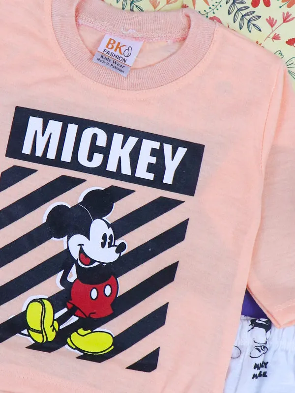 3Mth - 9Mth Mickey Light Peach Baba Suit For Newborns HG NBS93
