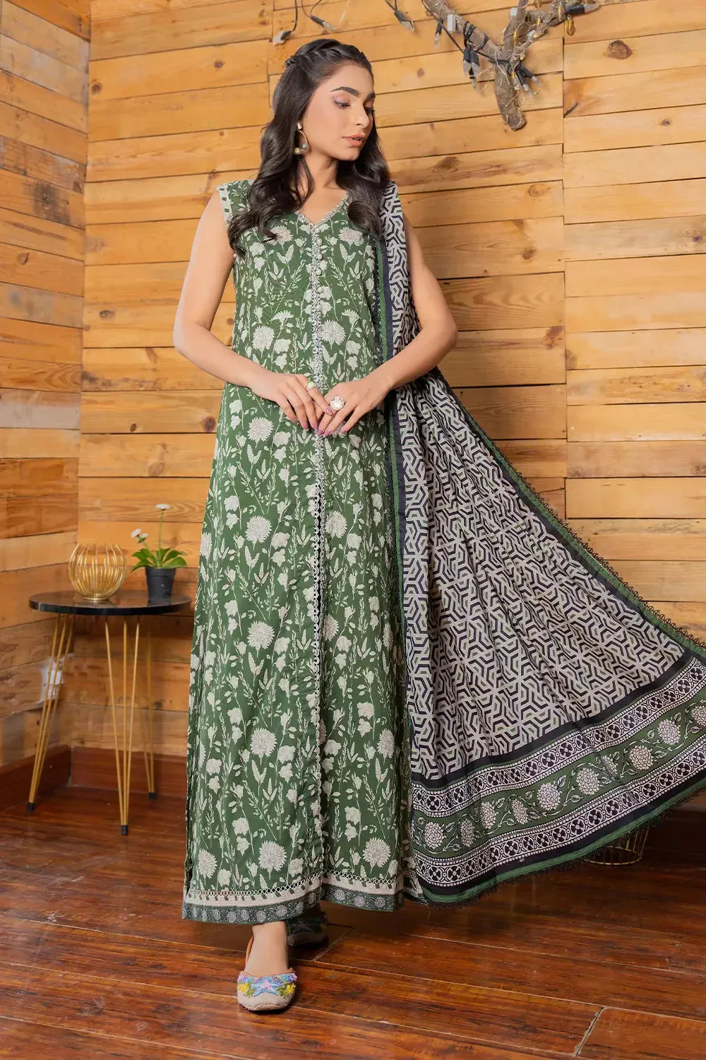 3PC Printed Unstitched Lawn Suit KLA-2807