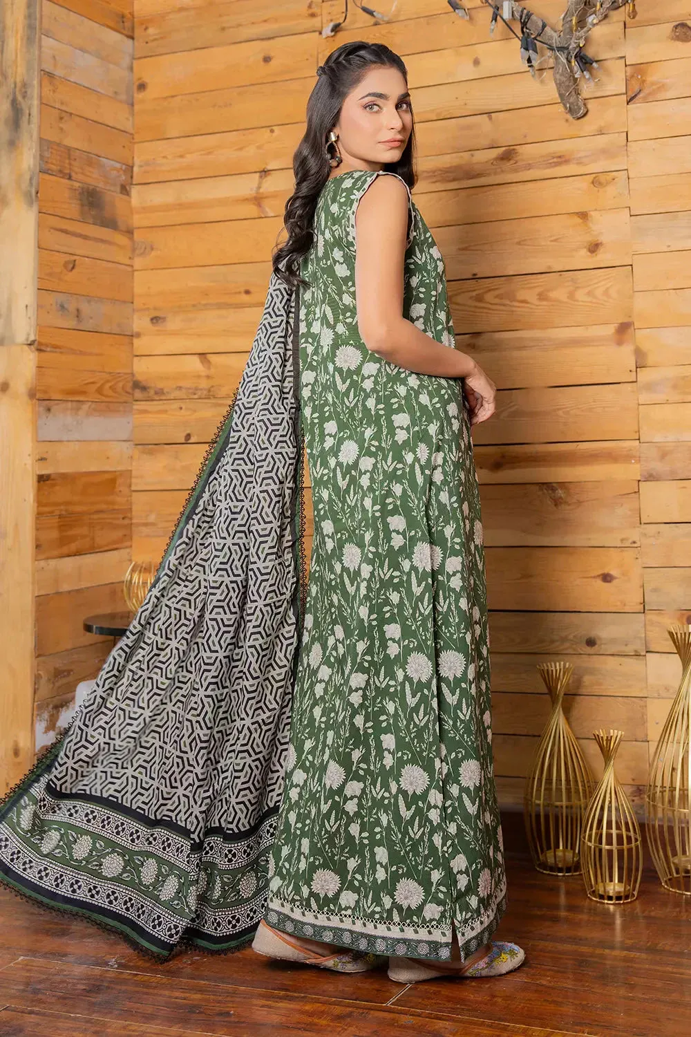 3PC Printed Unstitched Lawn Suit KLA-2807