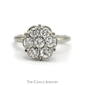 .85cttw 7 Round Diamond Cluster Ring in 14k White Gold