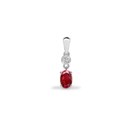 9ct White Diamonds -4pts Ruby -63pts  Drop Pendant