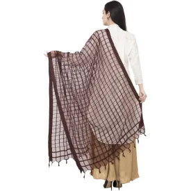 A R Silk Cotton Square Regular Dupatta Coffee Color Dupatta or Chunni