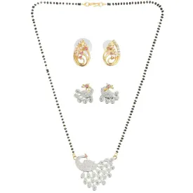 AanyaCentric Gold Plated Mangalsutra with Pendant, 2 Pair Earrings