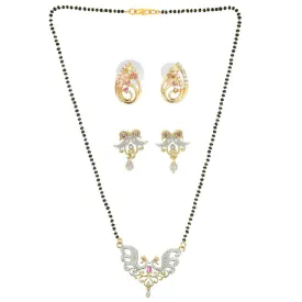 AanyaCentric Gold Plated Mangalsutra with Pendant, 2 Pair Earrings