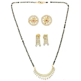 AanyaCentric Gold Plated Mangalsutra with Pendant, 2 Pair Earrings