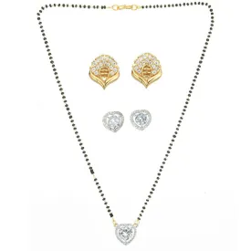 AanyaCentric Gold Plated Mangalsutra with Pendant, 2 Pair Earrings