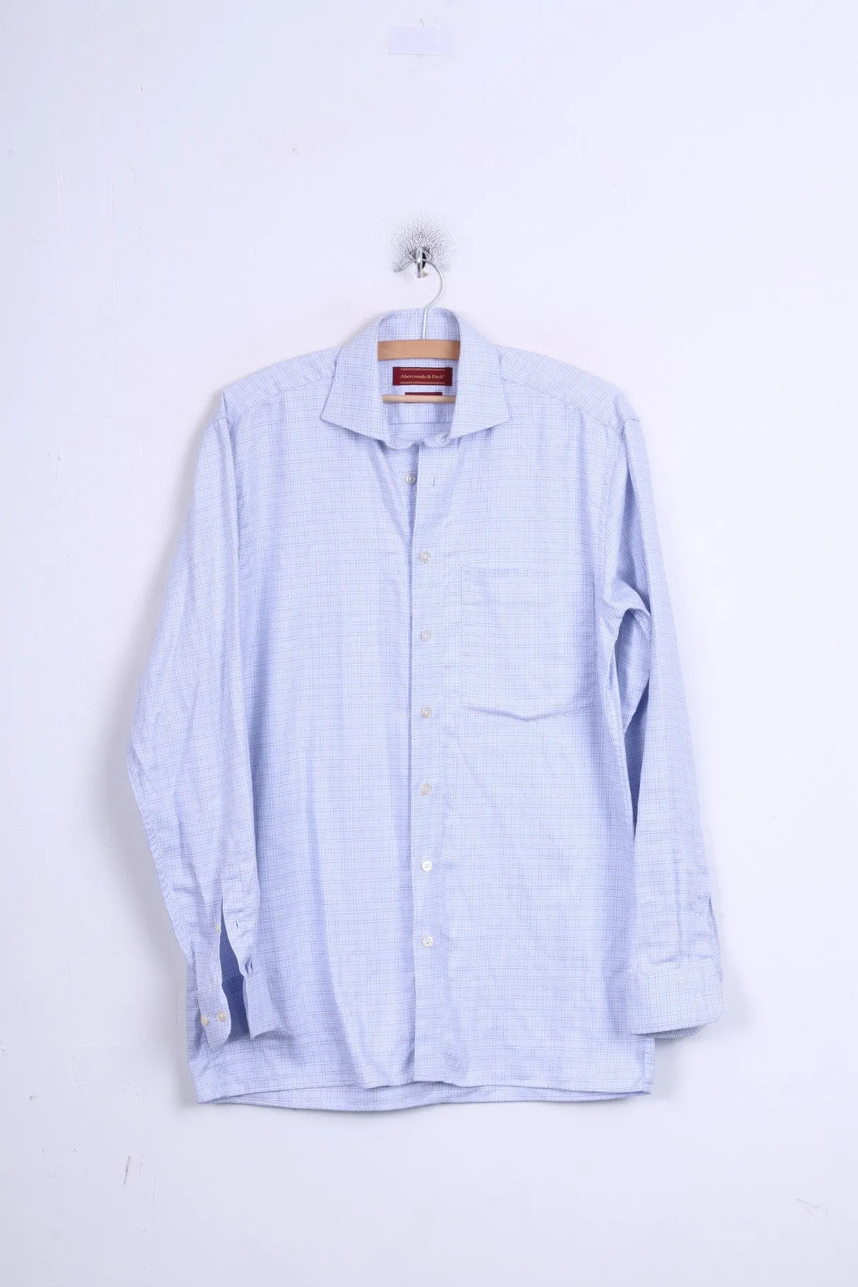 Abercrombi & Fitch Mens 38 M Casual Shirt Blue Check Long Sleeve