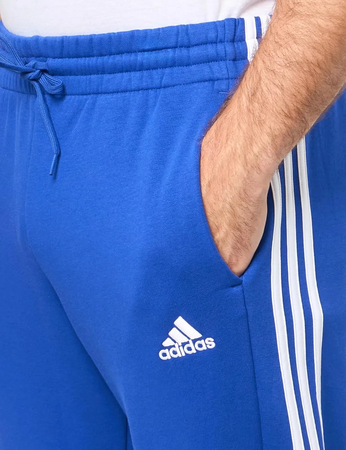 adidas Mens Essentials Fleece Striped Joggers Training Casual Comfort Technology - Blue