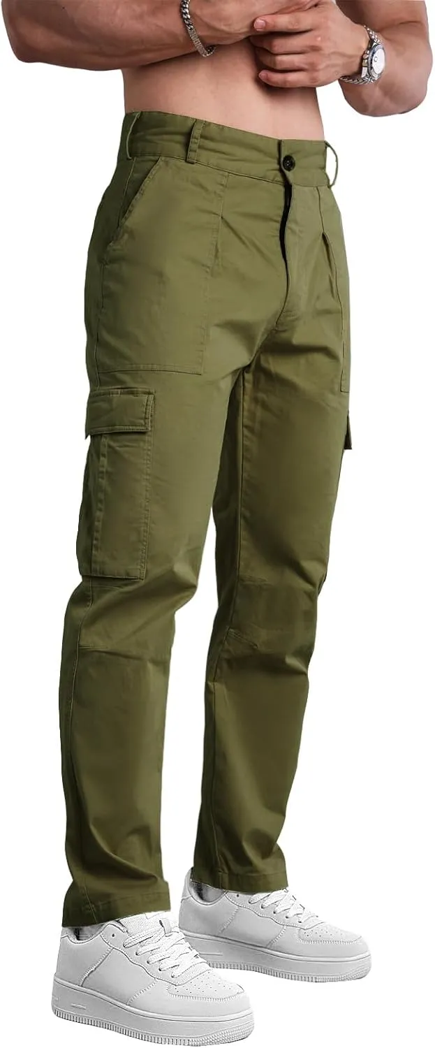 AIFARLD Mens Casual Cargo Pants Relaxed Fit Cotton Work Jogger Sports Outdoor Trousers with Pockets