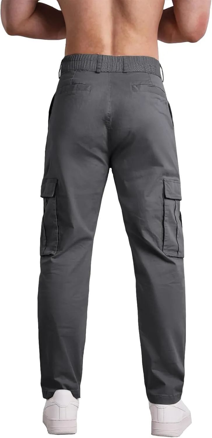 AIFARLD Mens Casual Cargo Pants Relaxed Fit Cotton Work Jogger Sports Outdoor Trousers with Pockets