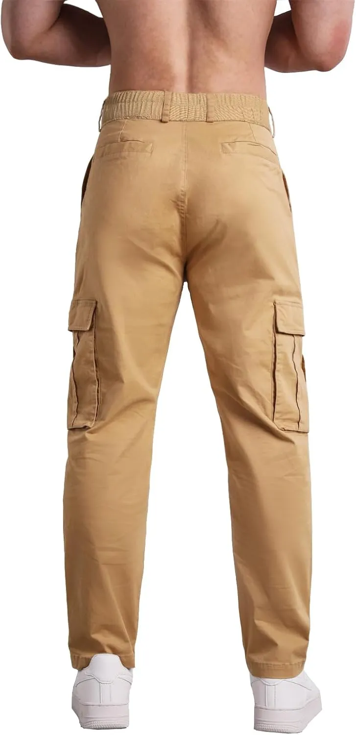 AIFARLD Mens Casual Cargo Pants Relaxed Fit Cotton Work Jogger Sports Outdoor Trousers with Pockets