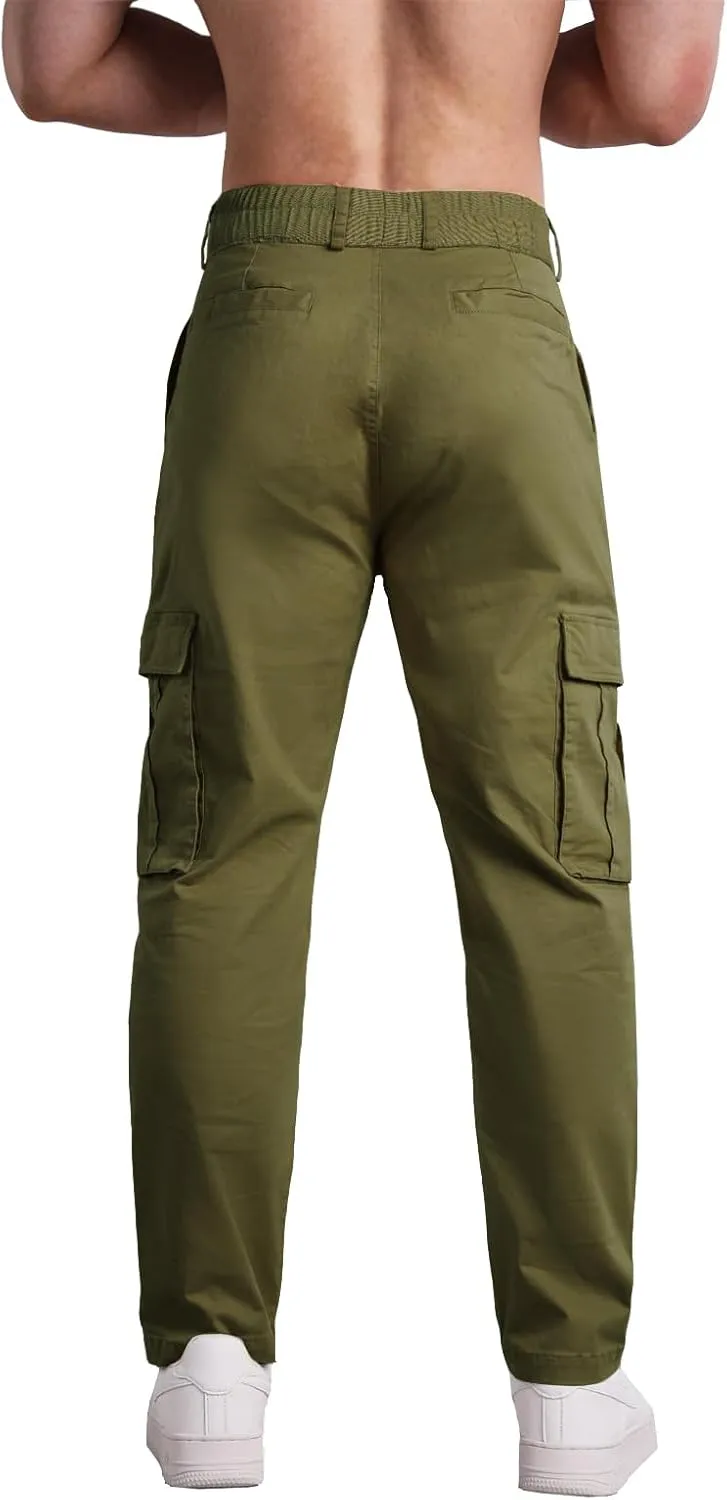 AIFARLD Mens Casual Cargo Pants Relaxed Fit Cotton Work Jogger Sports Outdoor Trousers with Pockets