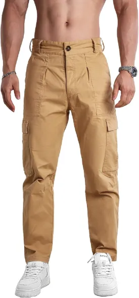 AIFARLD Mens Casual Cargo Pants Relaxed Fit Cotton Work Jogger Sports Outdoor Trousers with Pockets