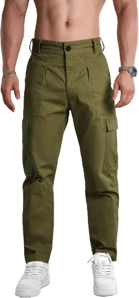 AIFARLD Mens Casual Cargo Pants Relaxed Fit Cotton Work Jogger Sports Outdoor Trousers with Pockets