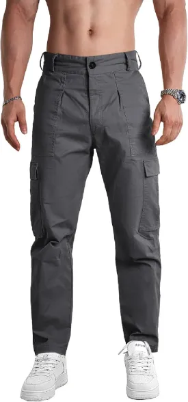 AIFARLD Mens Casual Cargo Pants Relaxed Fit Cotton Work Jogger Sports Outdoor Trousers with Pockets
