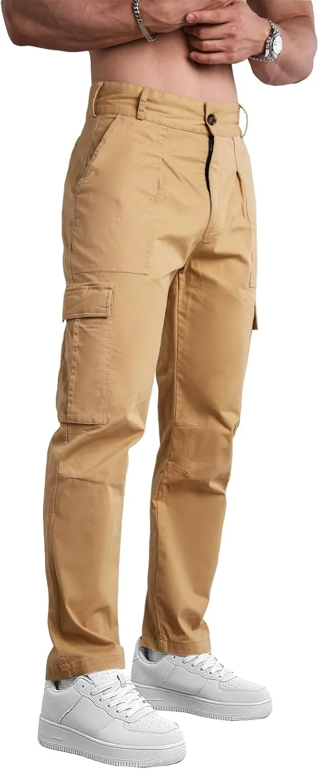 AIFARLD Mens Casual Cargo Pants Relaxed Fit Cotton Work Jogger Sports Outdoor Trousers with Pockets