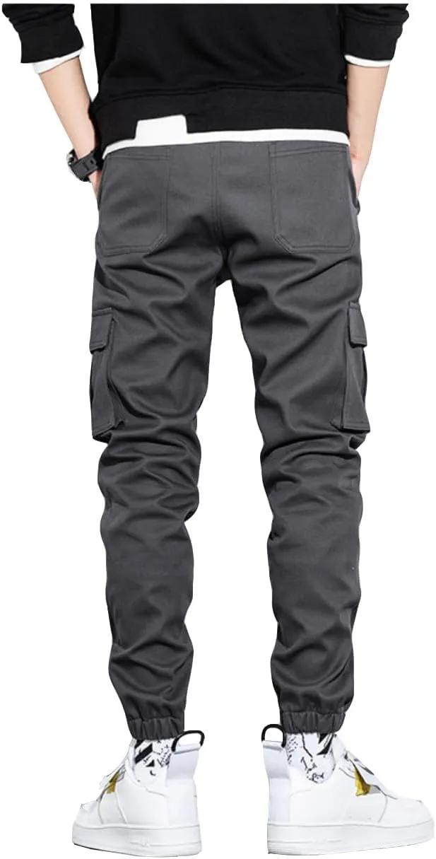 AIFARLD Mens Casual Joggers Pants Cargo Pants for Men Multi Pockets Tapered Sweatpants Drawstring Stretch Elastic Waist