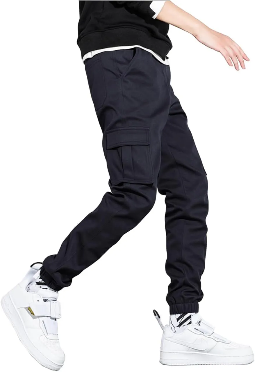 AIFARLD Mens Casual Joggers Pants Cargo Pants for Men Multi Pockets Tapered Sweatpants Drawstring Stretch Elastic Waist