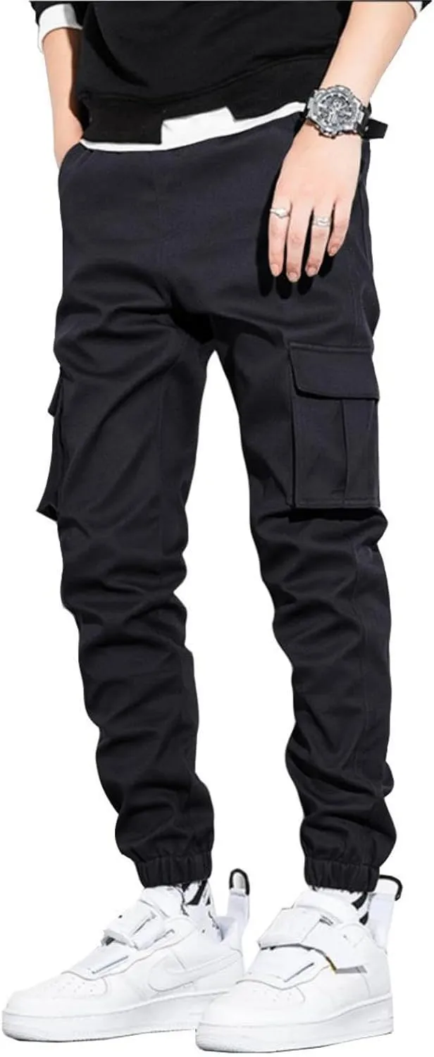 AIFARLD Mens Casual Joggers Pants Cargo Pants for Men Multi Pockets Tapered Sweatpants Drawstring Stretch Elastic Waist