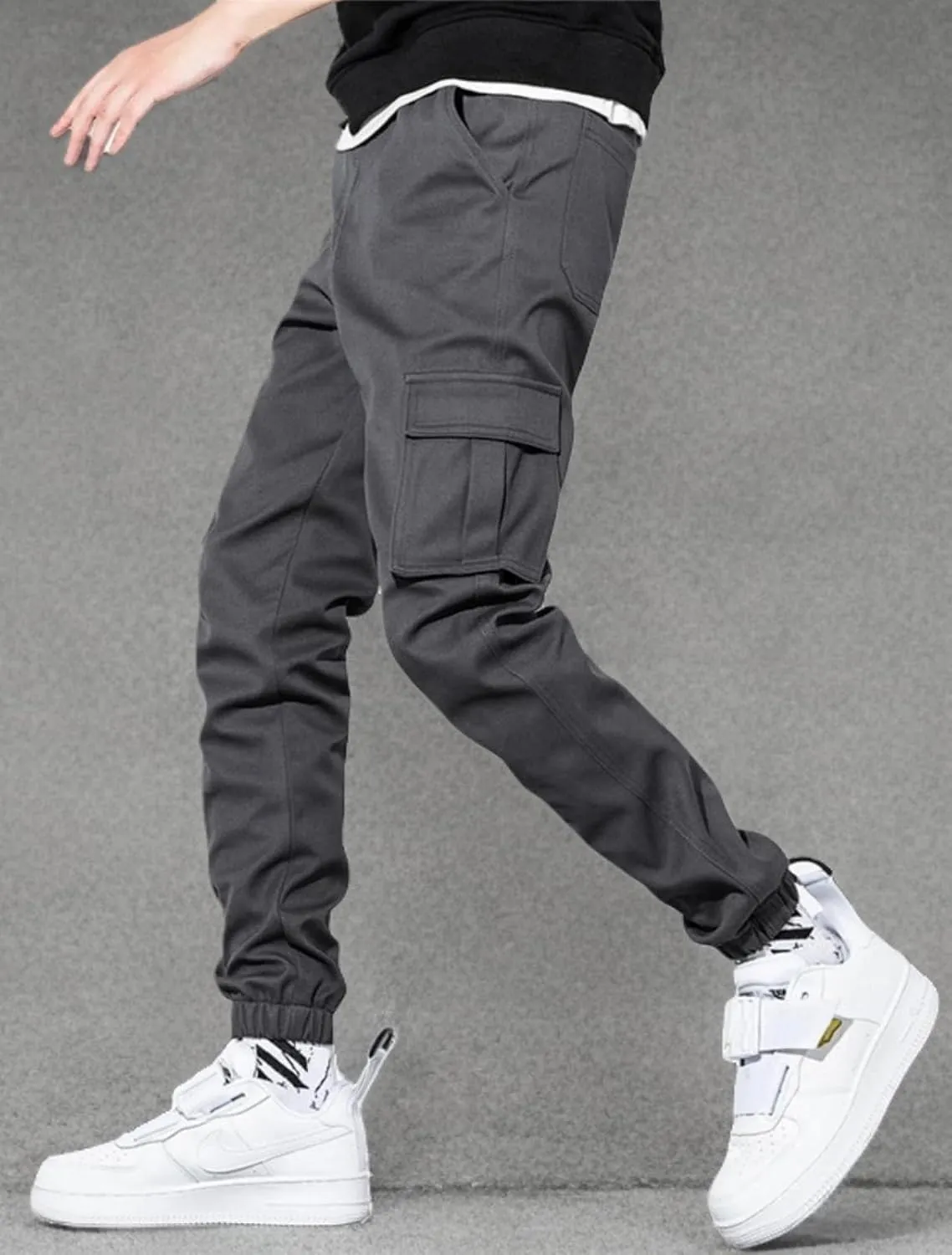AIFARLD Mens Casual Joggers Pants Cargo Pants for Men Multi Pockets Tapered Sweatpants Drawstring Stretch Elastic Waist
