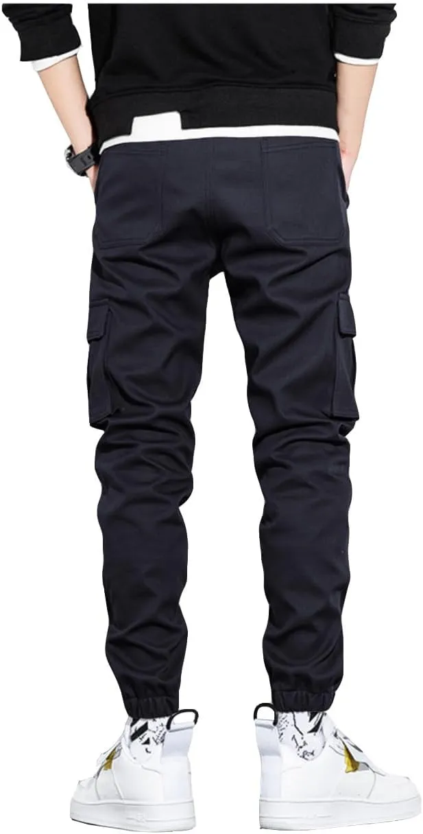 AIFARLD Mens Casual Joggers Pants Cargo Pants for Men Multi Pockets Tapered Sweatpants Drawstring Stretch Elastic Waist