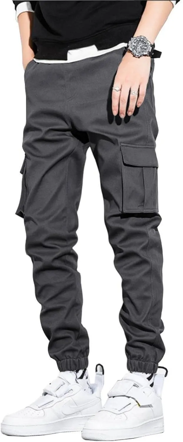 AIFARLD Mens Casual Joggers Pants Cargo Pants for Men Multi Pockets Tapered Sweatpants Drawstring Stretch Elastic Waist