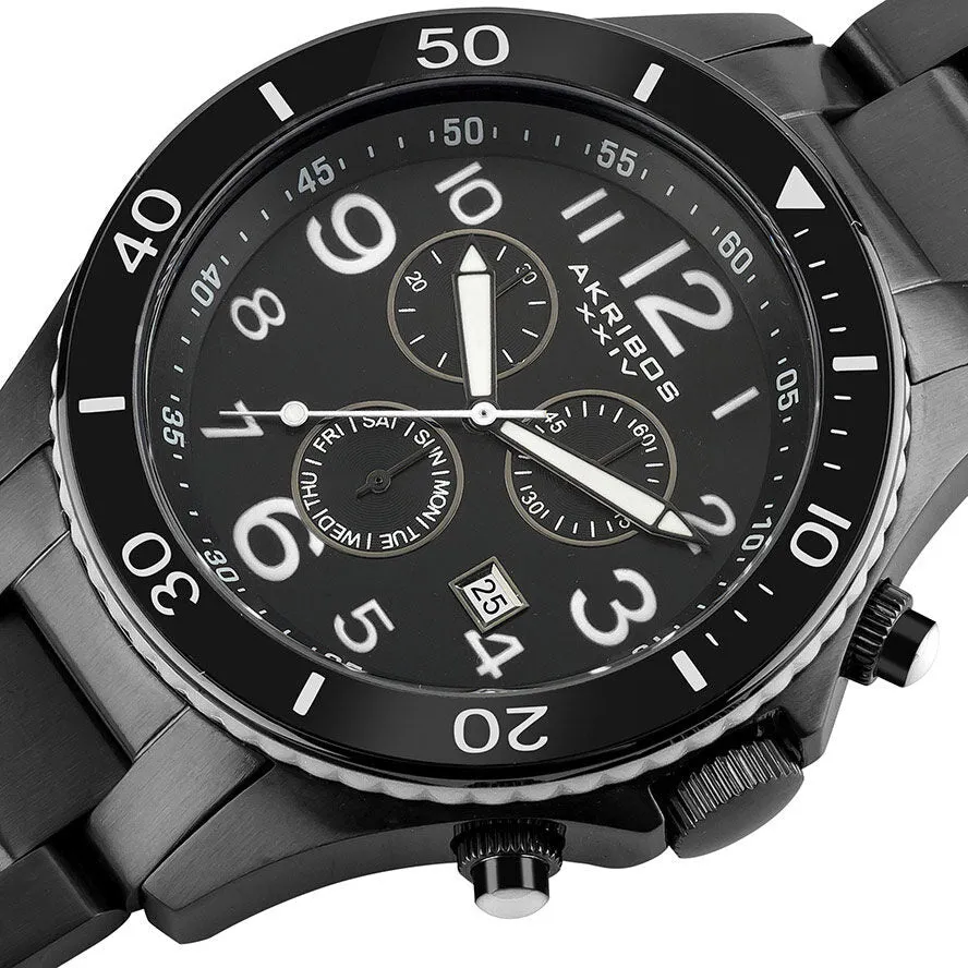 Akribos Xxiv Ultimate Chronograph Black Ion-plated Steel Bracelet Men's Watch AK616WT