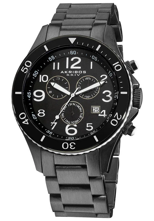 Akribos Xxiv Ultimate Chronograph Black Ion-plated Steel Bracelet Men's Watch AK616WT
