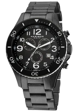 Akribos Xxiv Ultimate Chronograph Black Ion-plated Steel Bracelet Men's Watch AK616WT