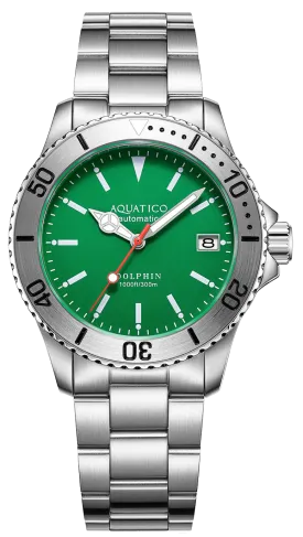Automatic 39mm Aquatico Dolphin Dive Watch in Striking Green