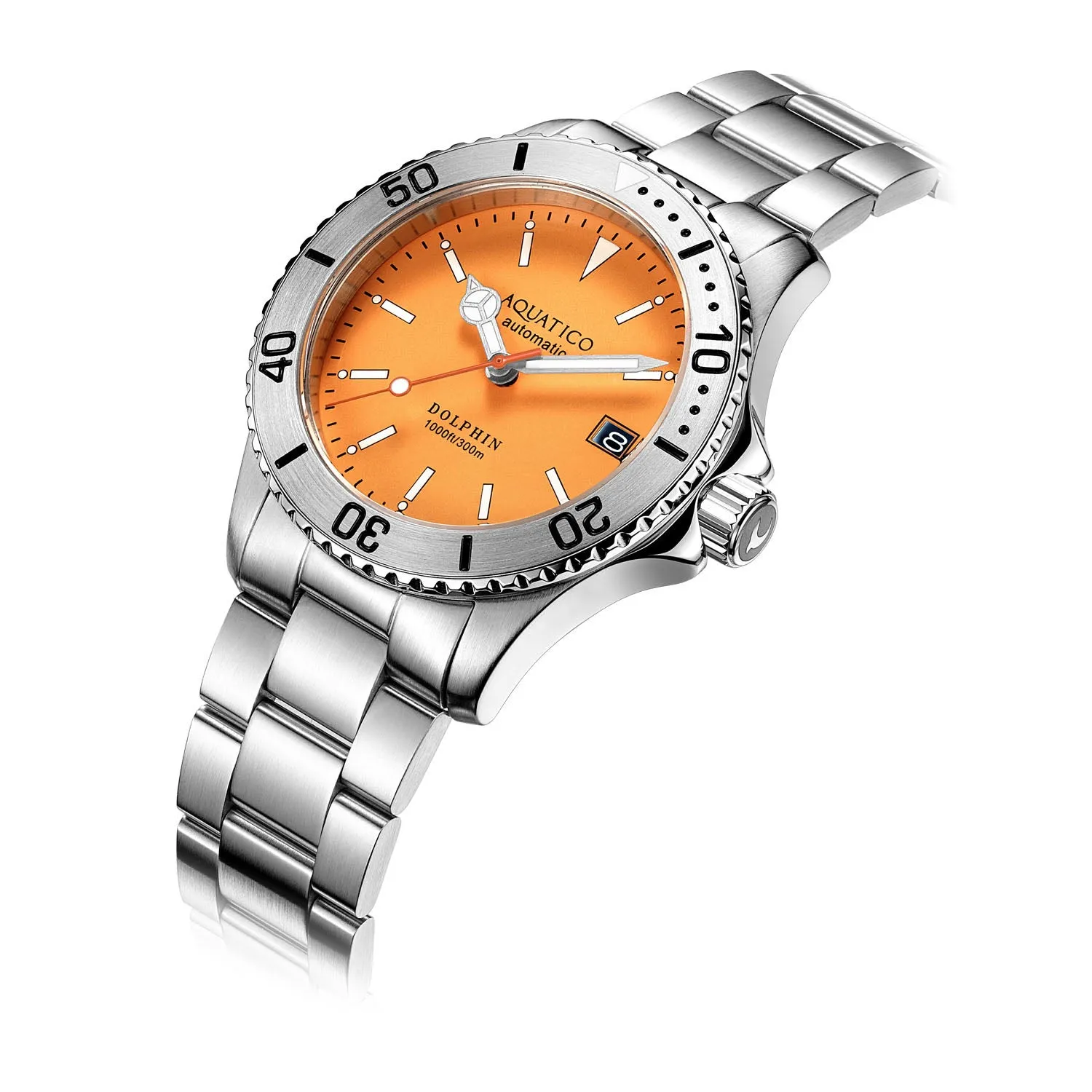 Aquatico Dolphin 39mm Automatic Dive Watch Orange