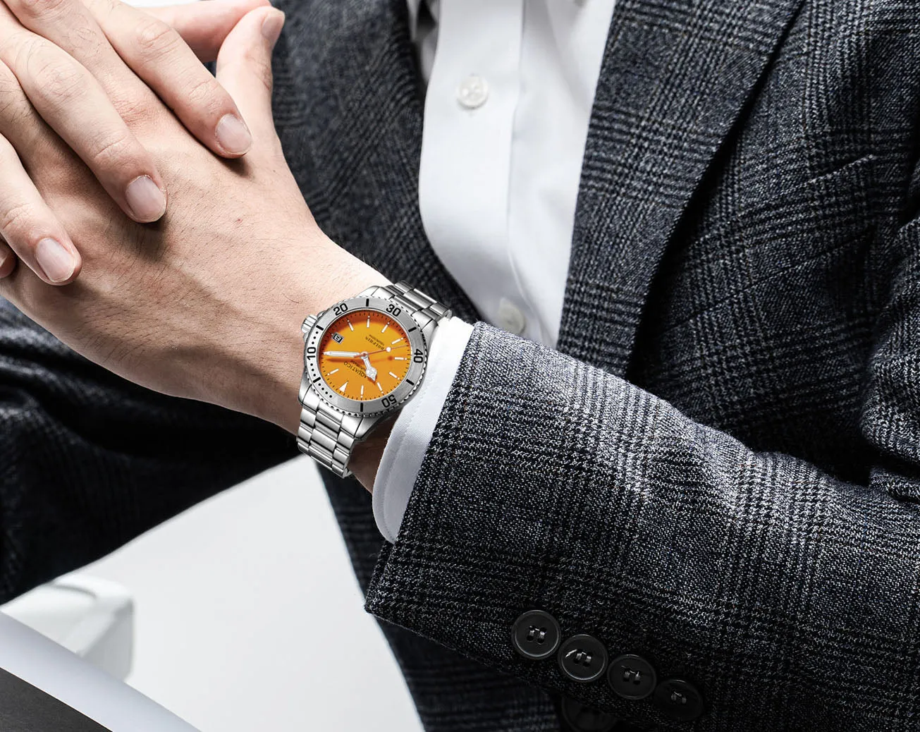 Aquatico Dolphin 39mm Automatic Dive Watch Orange