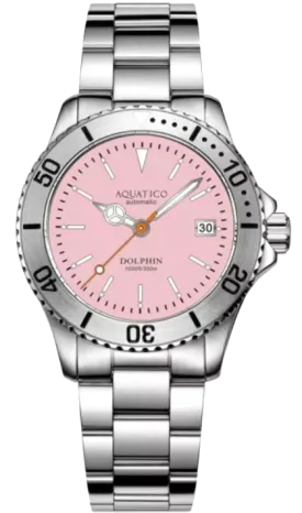 Aquatico Dolphin 39mm Automatic Dive Watch Pink