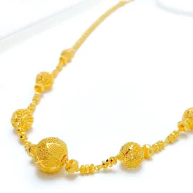 Attractive Flower Accented 22k Gold Long Necklace - 28"
