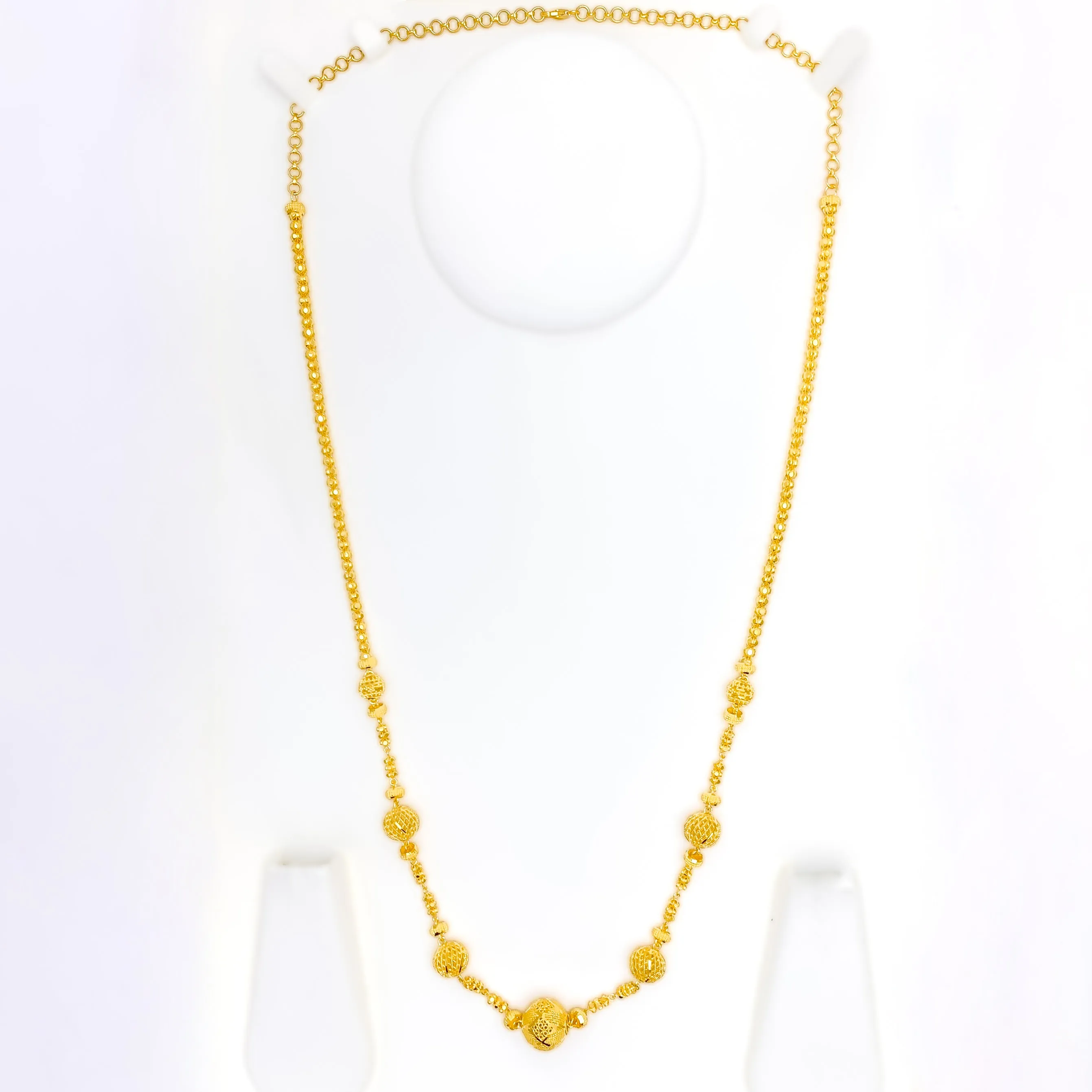Attractive Flower Accented 22k Gold Long Necklace - 28"